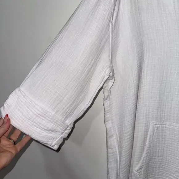 NWT La Blanca Resortwear Hooded Gauze Cotton Coverup - White S